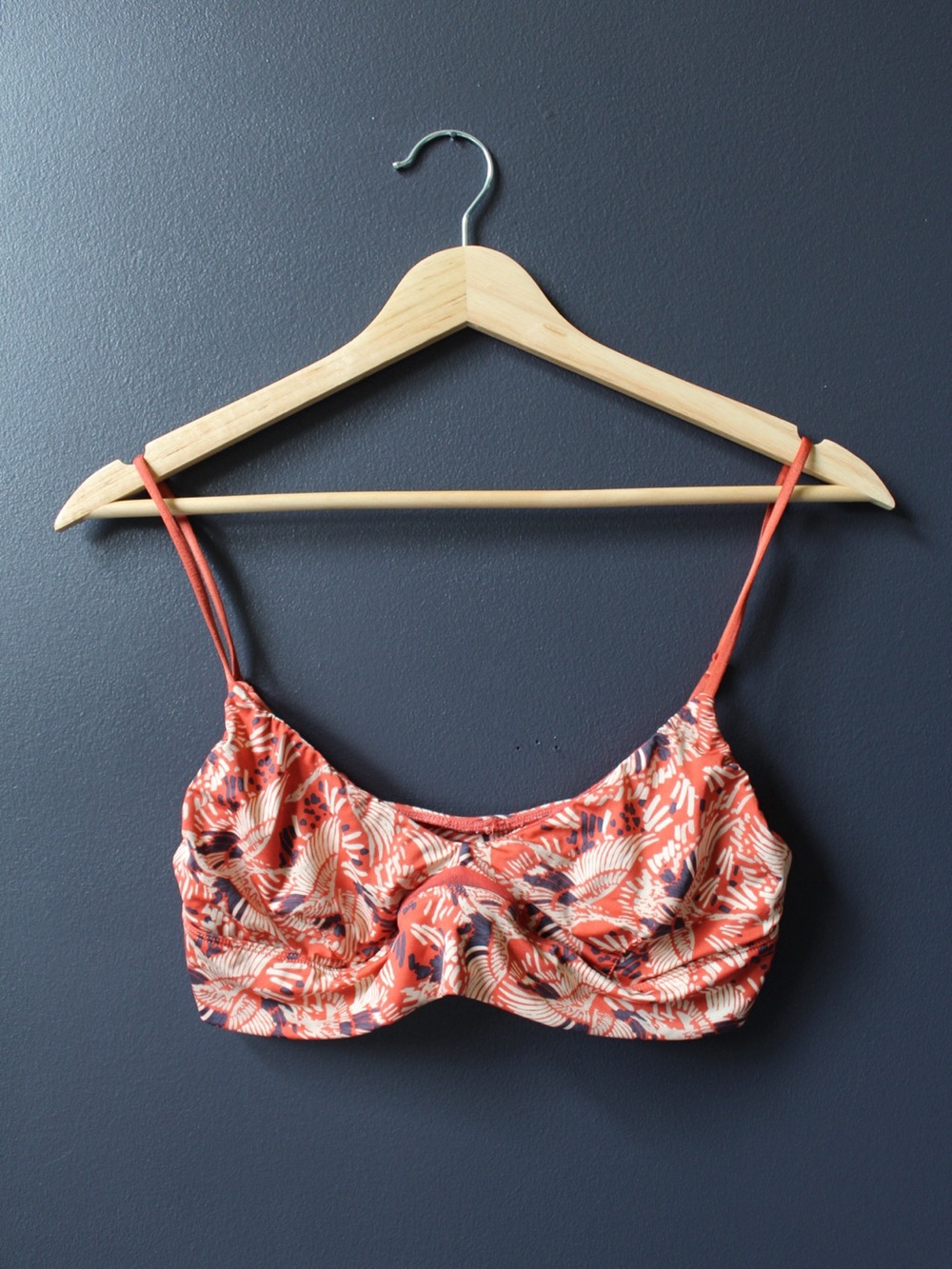 Free People Coral Printed Bralette with Navy Details